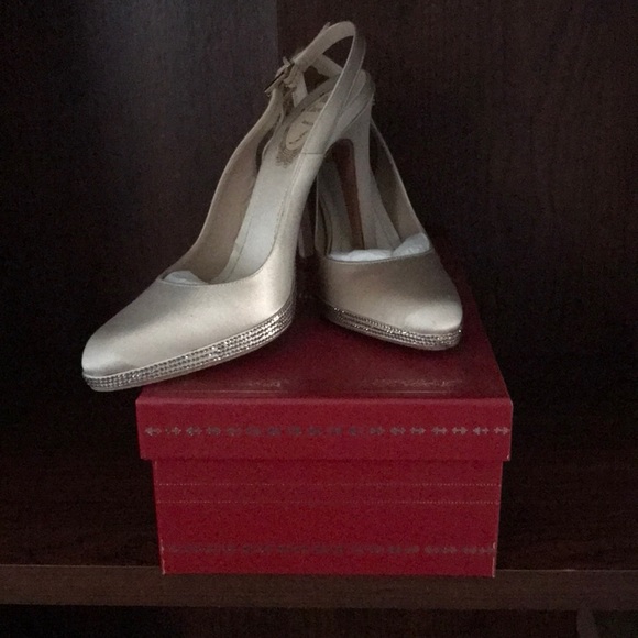Rene Caovilla Shoes - Rene Caovilla Satin Rhinestone embellished pump